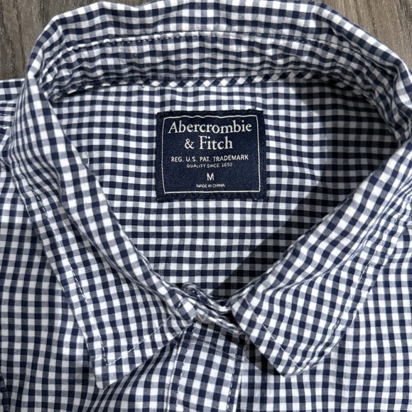 ABERCROMBIE & FITCH Mens Black Check Long Sleeve Button Down Medium - Picture 2 of 9